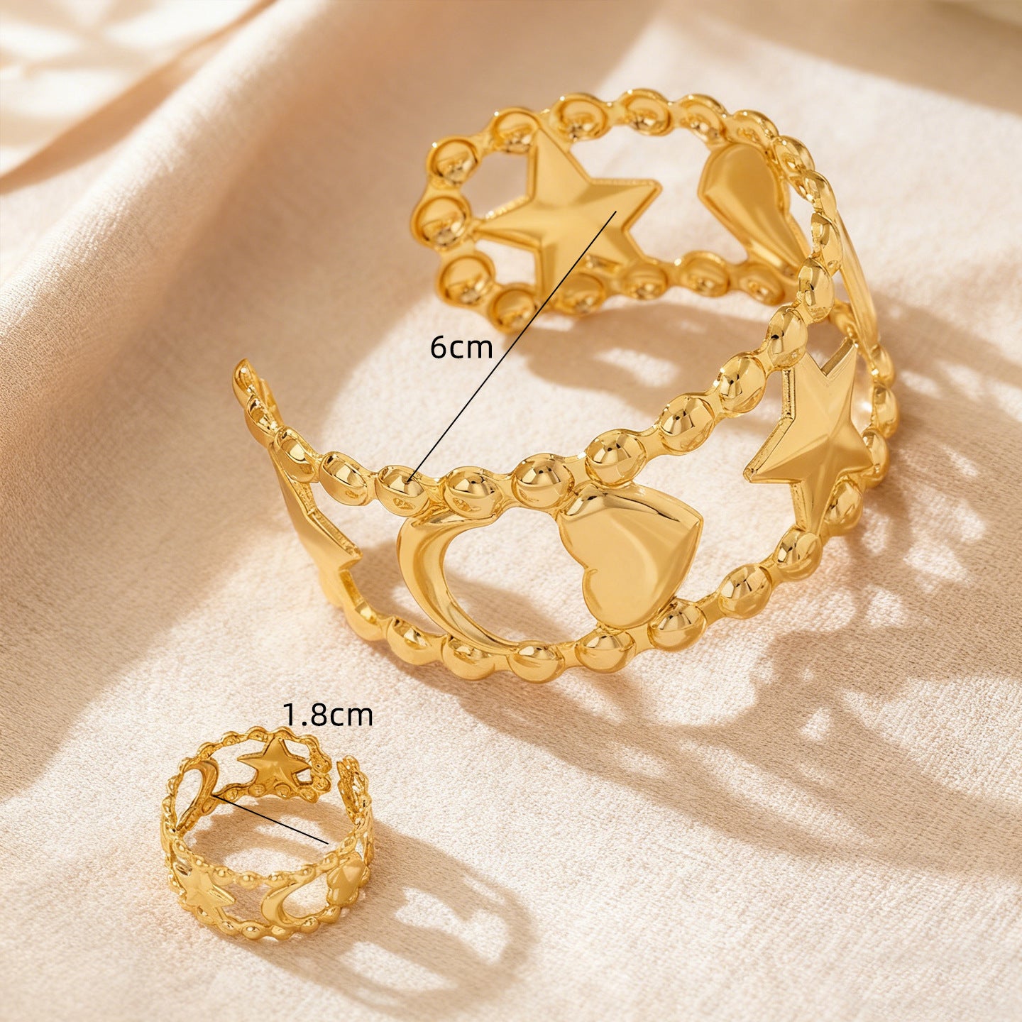 Golden Jewelry Set Featuring Heart Shape Design Made From Durable Alloy