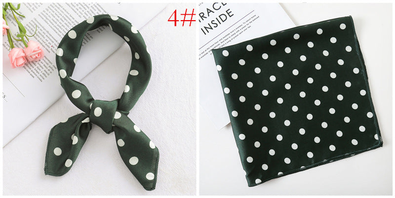 Leopard And Polka Dots Polyester Silk Scarf, Stylish Kerchief Bandana For Autumn And Winter