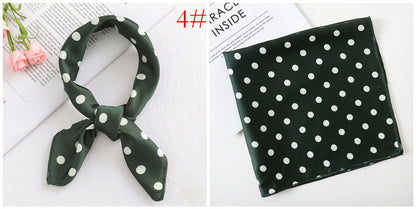 Leopard And Polka Dots Polyester Silk Scarf, Stylish Kerchief Bandana For Autumn And Winter
