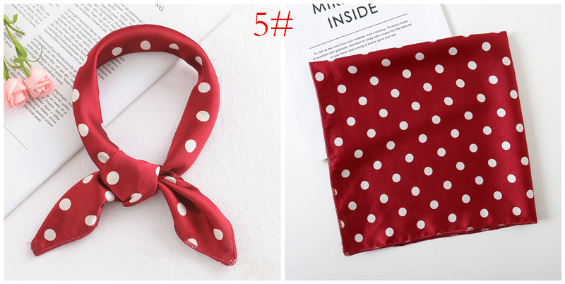 Leopard And Polka Dots Polyester Silk Scarf, Stylish Kerchief Bandana For Autumn And Winter