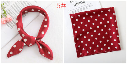 Leopard And Polka Dots Polyester Silk Scarf, Stylish Kerchief Bandana For Autumn And Winter