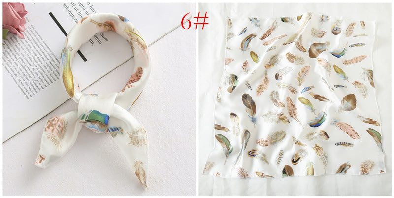 Leopard And Polka Dots Polyester Silk Scarf, Stylish Kerchief Bandana For Autumn And Winter