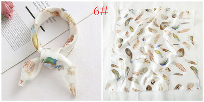 Leopard And Polka Dots Polyester Silk Scarf, Stylish Kerchief Bandana For Autumn And Winter