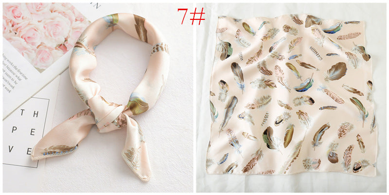 Leopard And Polka Dots Polyester Silk Scarf, Stylish Kerchief Bandana For Autumn And Winter