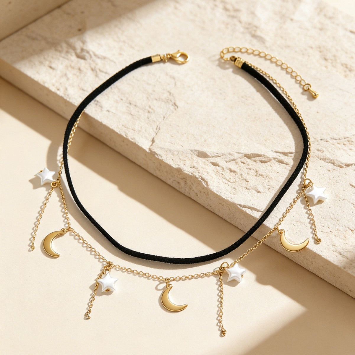Gothic Black Alloy Moon Choker For Stylish Statement, 1 Piece