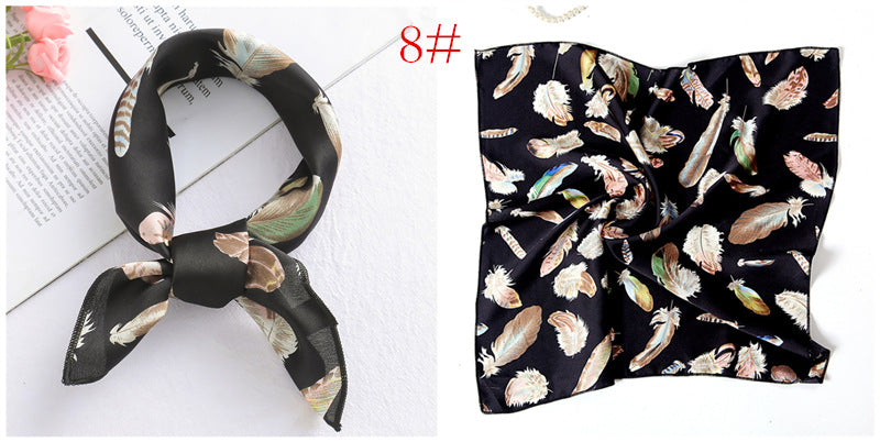 Leopard And Polka Dots Polyester Silk Scarf, Stylish Kerchief Bandana For Autumn And Winter