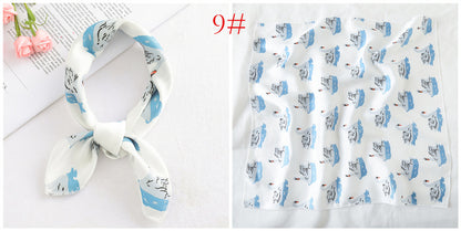 Leopard And Polka Dots Polyester Silk Scarf, Stylish Kerchief Bandana For Autumn And Winter