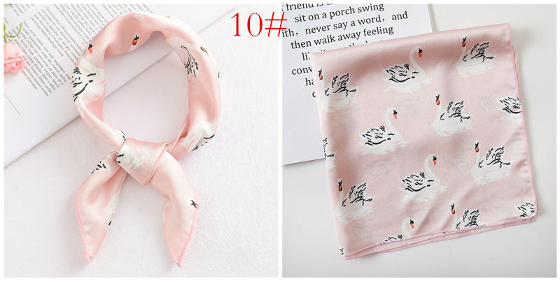 Leopard And Polka Dots Polyester Silk Scarf, Stylish Kerchief Bandana For Autumn And Winter