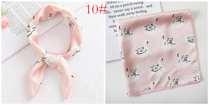 Leopard And Polka Dots Polyester Silk Scarf, Stylish Kerchief Bandana For Autumn And Winter