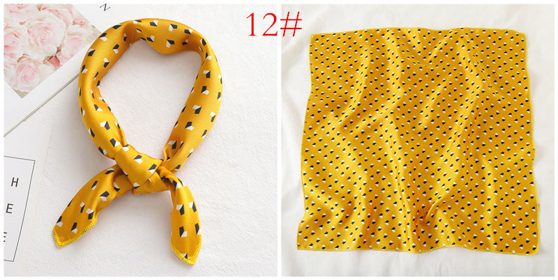 Leopard And Polka Dots Polyester Silk Scarf, Stylish Kerchief Bandana For Autumn And Winter