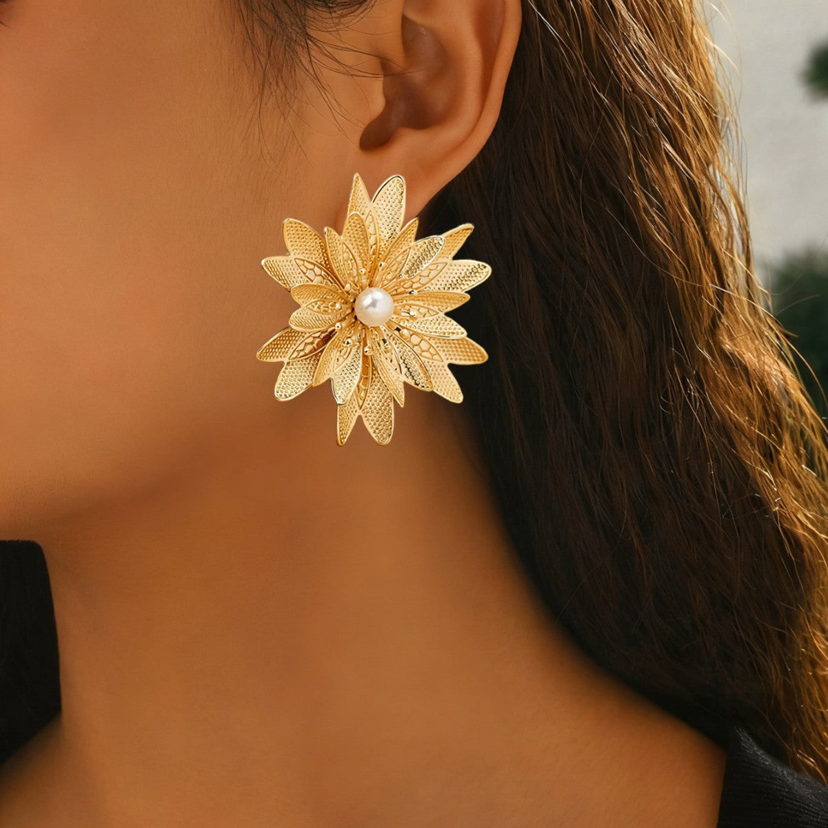 Retro Flowers Stud Earrings For Unisex Featuring Red Alloy Design