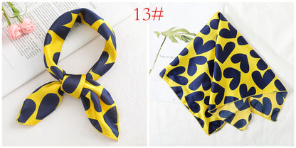 Leopard And Polka Dots Polyester Silk Scarf, Stylish Kerchief Bandana For Autumn And Winter