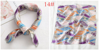 Leopard And Polka Dots Polyester Silk Scarf, Stylish Kerchief Bandana For Autumn And Winter