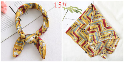 Leopard And Polka Dots Polyester Silk Scarf, Stylish Kerchief Bandana For Autumn And Winter