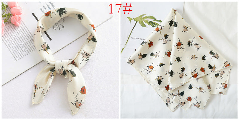 Leopard And Polka Dots Polyester Silk Scarf, Stylish Kerchief Bandana For Autumn And Winter