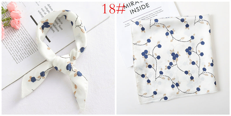Leopard And Polka Dots Polyester Silk Scarf, Stylish Kerchief Bandana For Autumn And Winter