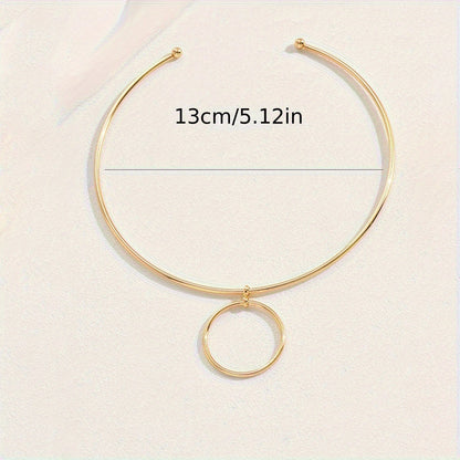 Round Golden Alloy Choker For Unisex Featuring Elegant Design