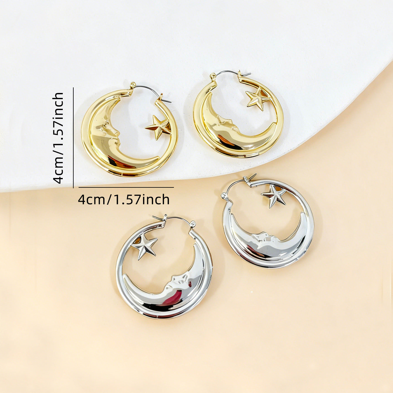 Exaggerated Golden Alloy Moon Earrings For Stylish Looks
