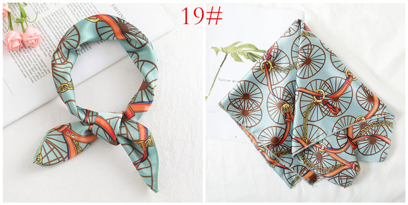 Leopard And Polka Dots Polyester Silk Scarf, Stylish Kerchief Bandana For Autumn And Winter