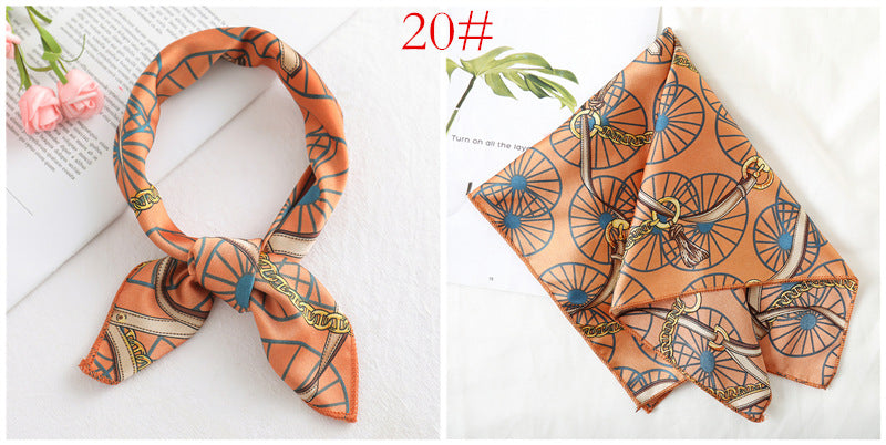 Leopard And Polka Dots Polyester Silk Scarf, Stylish Kerchief Bandana For Autumn And Winter