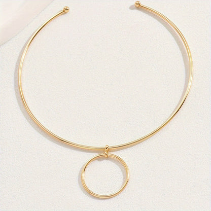 Round Golden Alloy Choker For Unisex Featuring Elegant Design