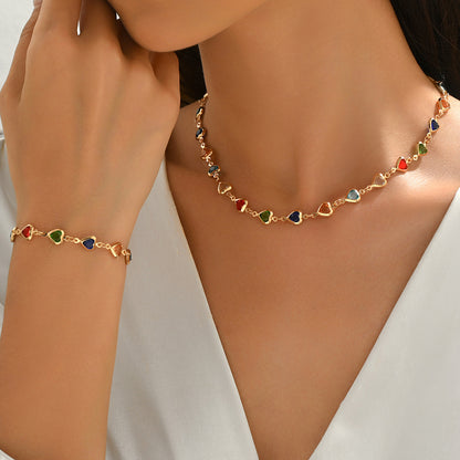 Heart Shape Jewelry Set Featuring Sparkling Rhinestones For Elegant Style