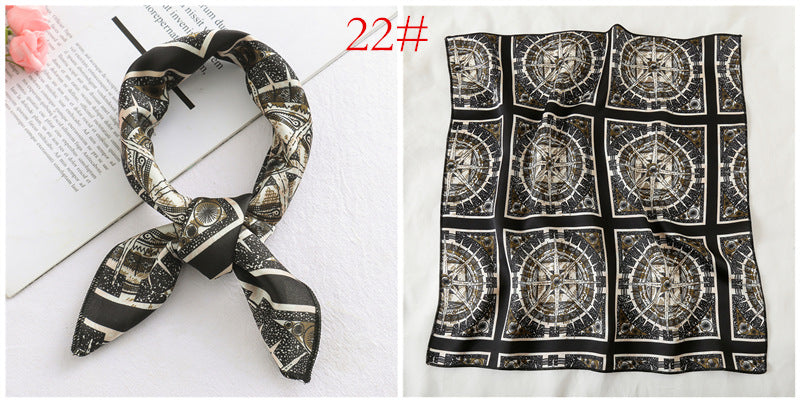 Leopard And Polka Dots Polyester Silk Scarf, Stylish Kerchief Bandana For Autumn And Winter