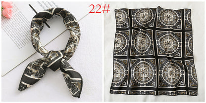Leopard And Polka Dots Polyester Silk Scarf, Stylish Kerchief Bandana For Autumn And Winter