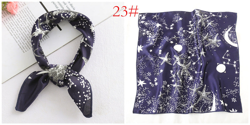 Leopard And Polka Dots Polyester Silk Scarf, Stylish Kerchief Bandana For Autumn And Winter