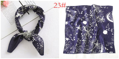 Leopard And Polka Dots Polyester Silk Scarf, Stylish Kerchief Bandana For Autumn And Winter