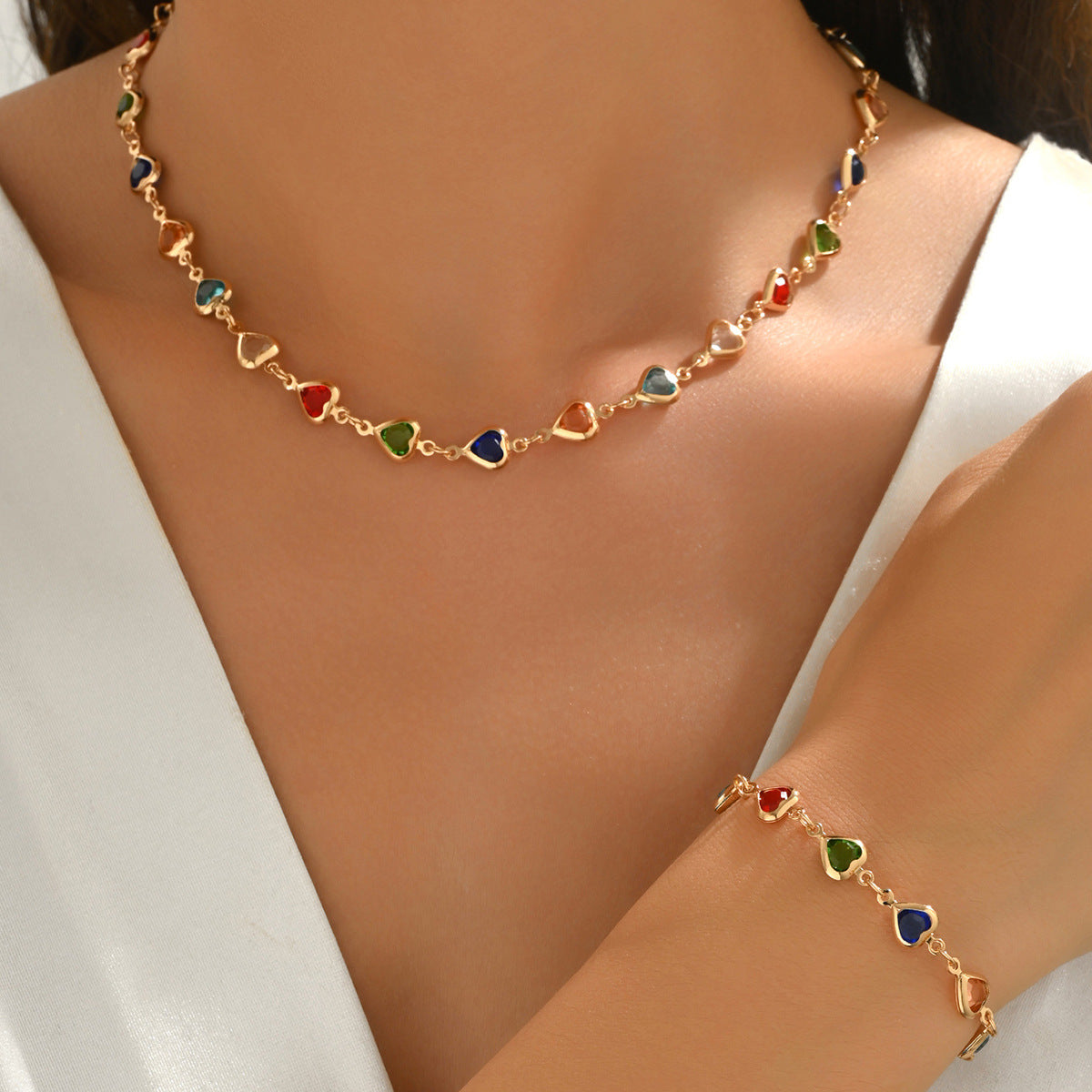 Heart Shape Jewelry Set Featuring Sparkling Rhinestones For Elegant Style