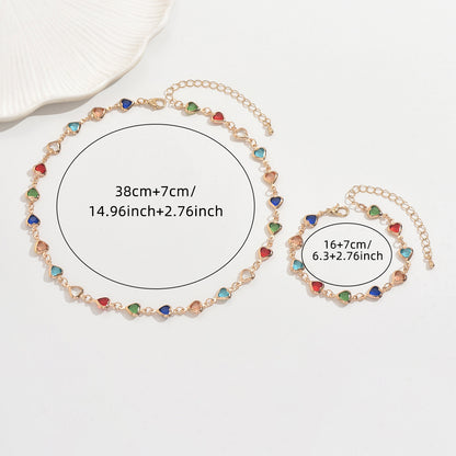 Heart Shape Jewelry Set Featuring Sparkling Rhinestones For Elegant Style
