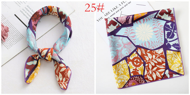 Leopard And Polka Dots Polyester Silk Scarf, Stylish Kerchief Bandana For Autumn And Winter