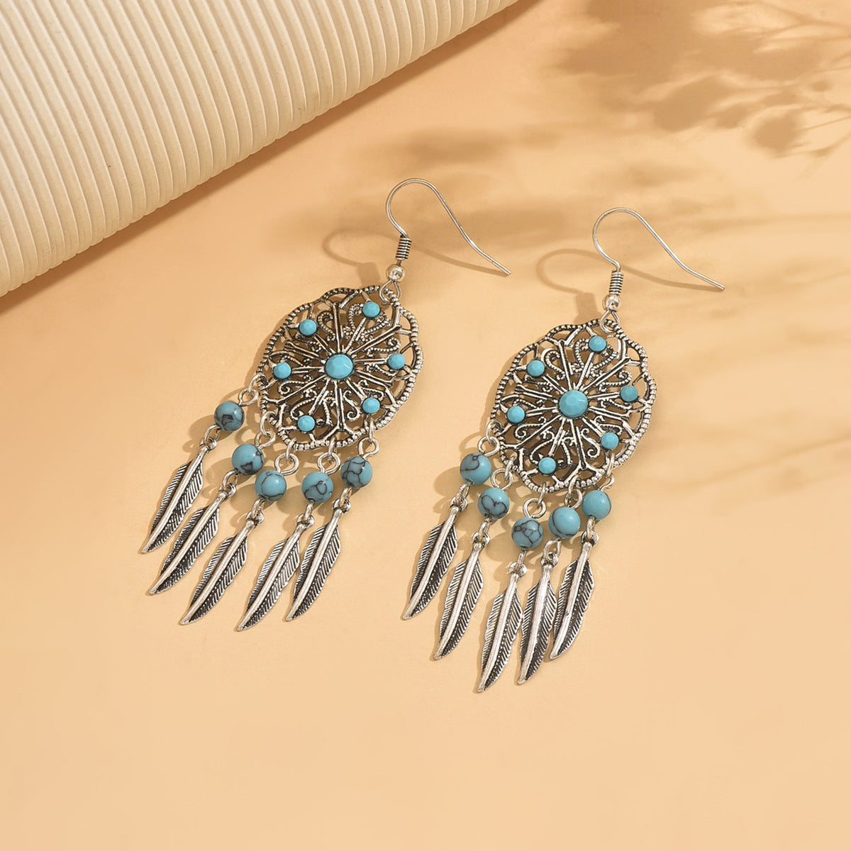 Bohemian Silver Oval Drop Earrings For Women, Made Of Durable Alloy, Stylish And Lightweight Jewelry Accessory