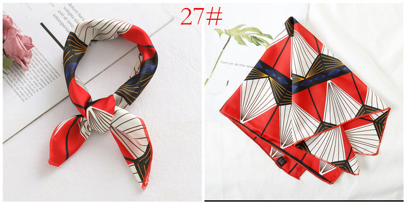Leopard And Polka Dots Polyester Silk Scarf, Stylish Kerchief Bandana For Autumn And Winter