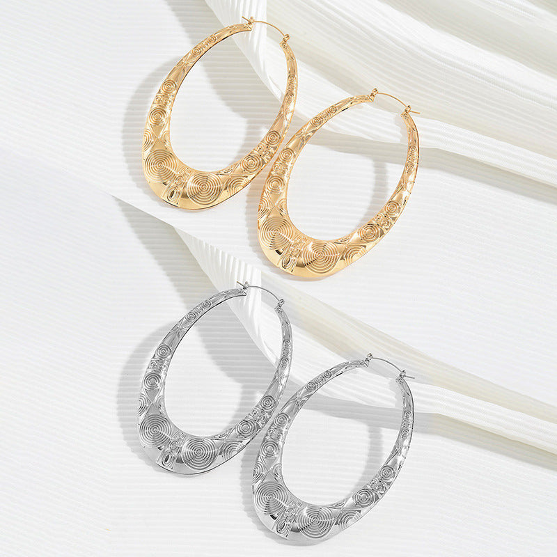 Golden Bamboo Punk Earrings For Women Featuring Iron Material