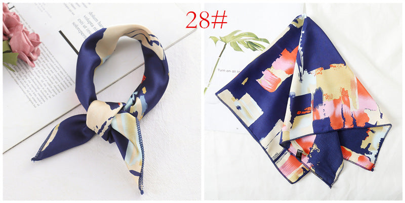 Leopard And Polka Dots Polyester Silk Scarf, Stylish Kerchief Bandana For Autumn And Winter