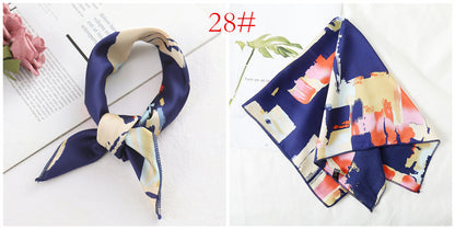 Leopard And Polka Dots Polyester Silk Scarf, Stylish Kerchief Bandana For Autumn And Winter