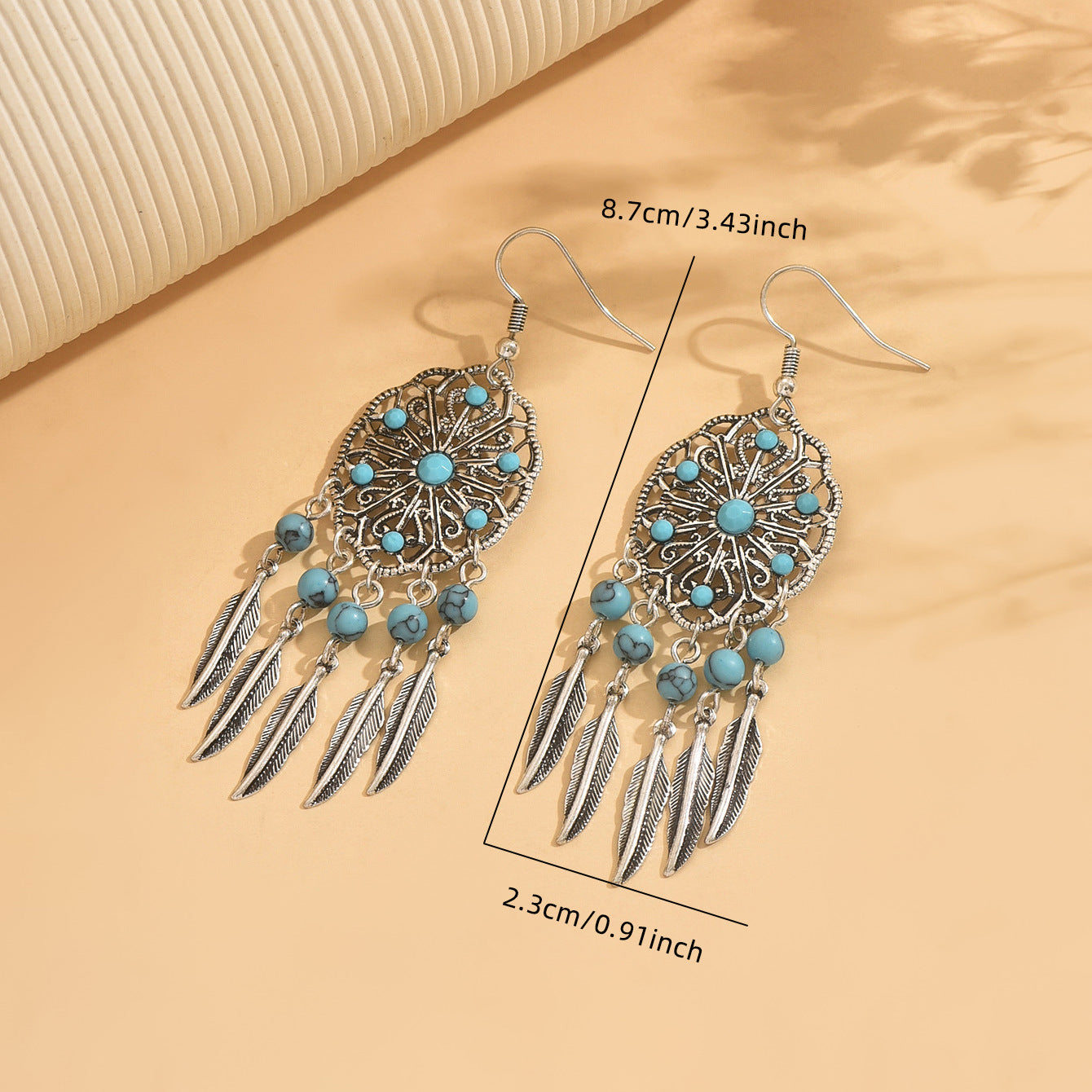 Bohemian Silver Oval Drop Earrings For Women, Made Of Durable Alloy, Stylish And Lightweight Jewelry Accessory