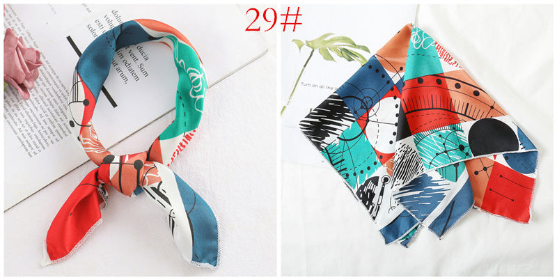 Leopard And Polka Dots Polyester Silk Scarf, Stylish Kerchief Bandana For Autumn And Winter