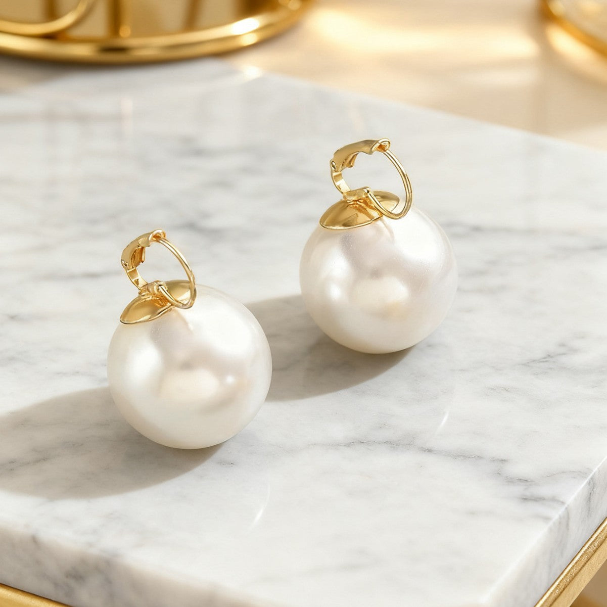 For Earrings In White Imitation Pearl Featuring Elegant Design