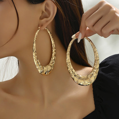 Golden Bamboo Punk Earrings For Women Featuring Iron Material