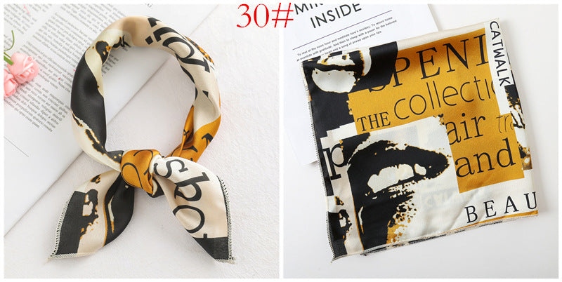 Leopard And Polka Dots Polyester Silk Scarf, Stylish Kerchief Bandana For Autumn And Winter