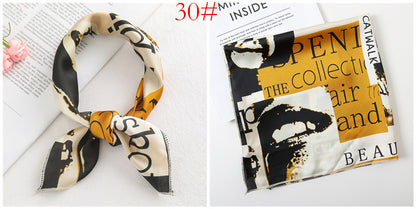 Leopard And Polka Dots Polyester Silk Scarf, Stylish Kerchief Bandana For Autumn And Winter