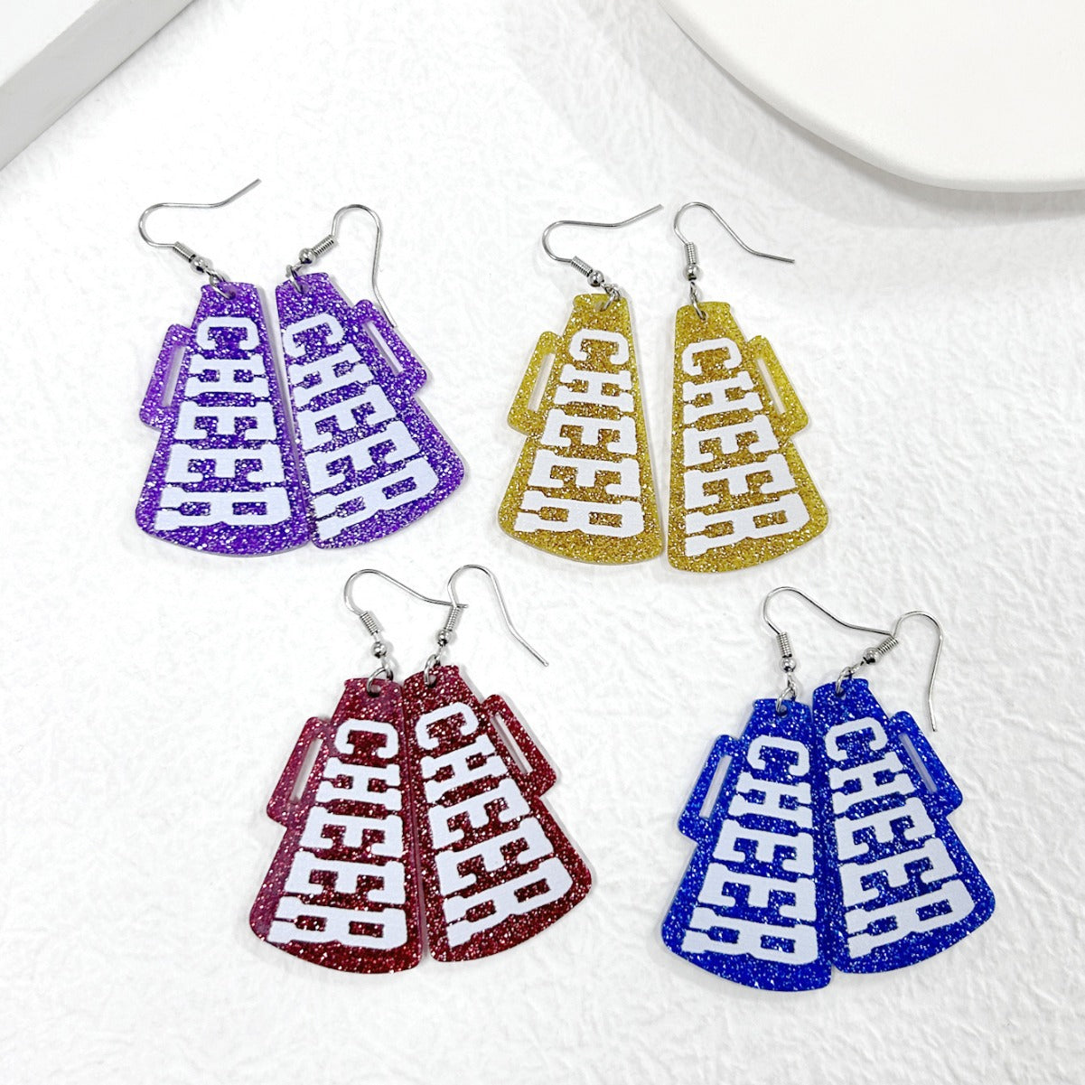 For Red Acrylic Earrings Featuring A Stylish Letter Pattern