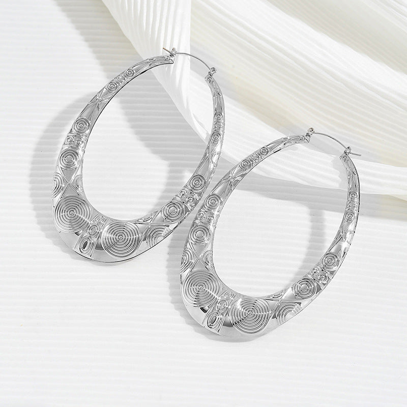Golden Bamboo Punk Earrings For Women Featuring Iron Material