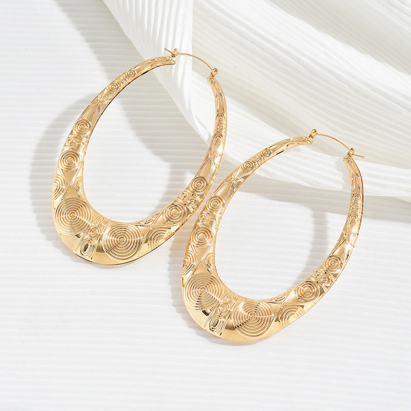 Golden Bamboo Punk Earrings For Women Featuring Iron Material
