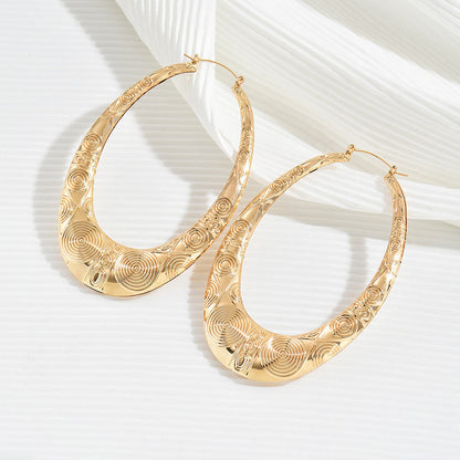 Golden Bamboo Punk Earrings For Women Featuring Iron Material