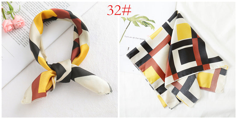 Leopard And Polka Dots Polyester Silk Scarf, Stylish Kerchief Bandana For Autumn And Winter