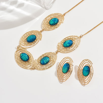 Golden Jewelry Set Featuring Eye Pattern Made Of Durable Alloy